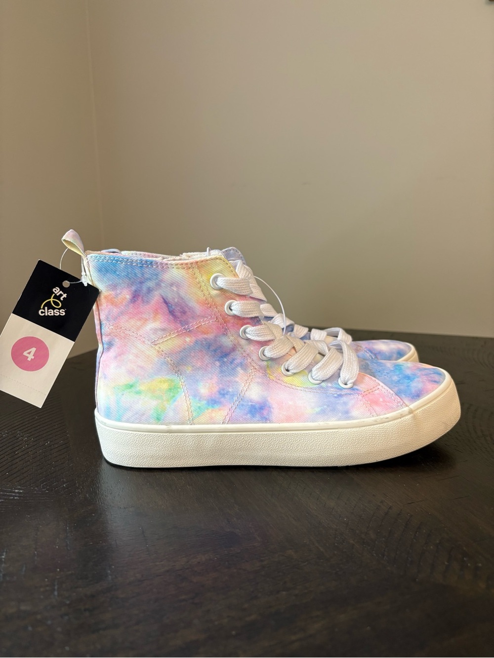 Art Class Kids' Tie-Dye High-Top Sneakers Girls Size 4 Youth Pastel Multicolor